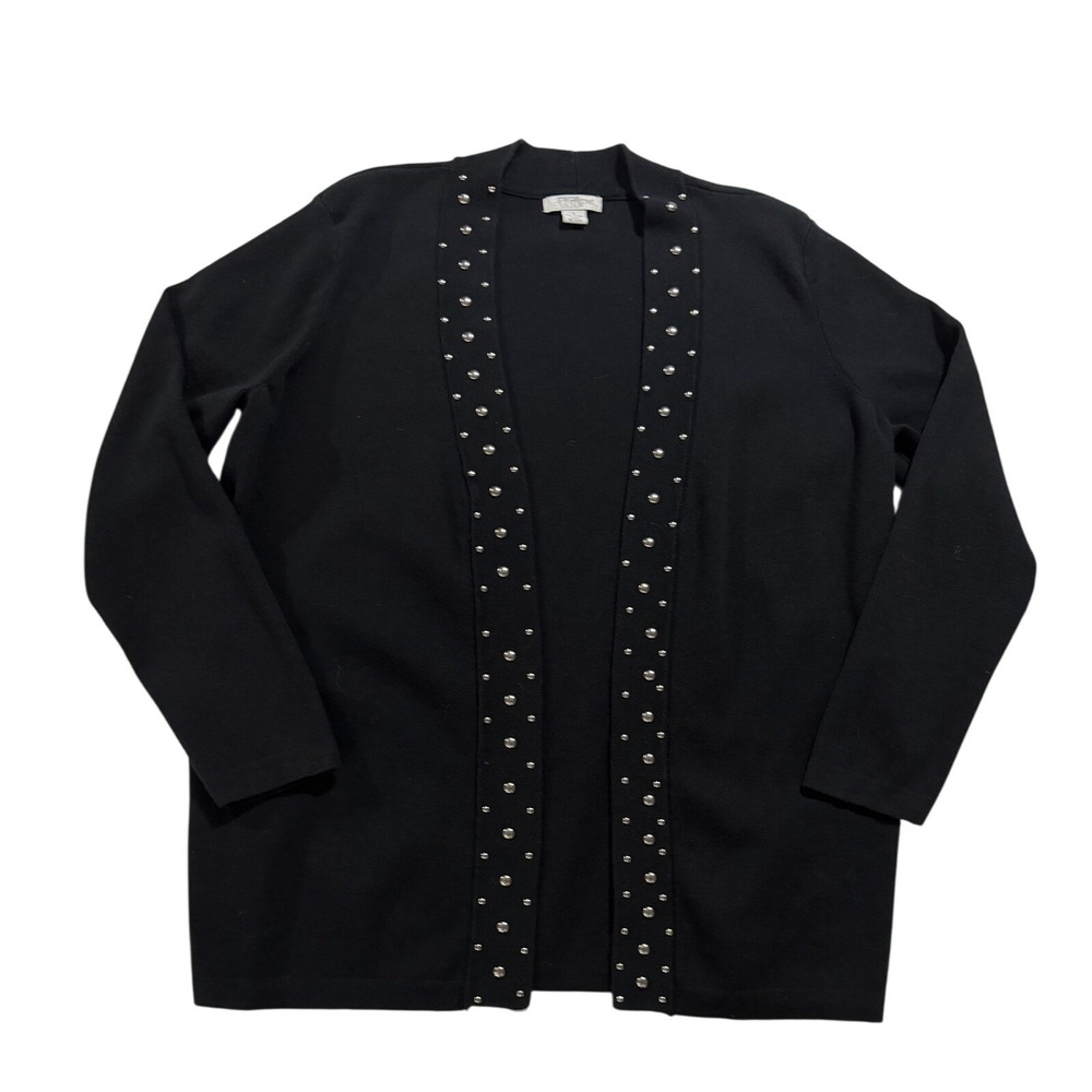1990s Mercer Street Studio Embellished Open Front Cardigan Sweater Women's Large